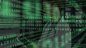 Scrolling green binary shifting revealing doctor leaning on railing swiping tablet analyzing data. Medical, technology, modern, healthcare, digital, data, professional - Powered by Shutterstock - Get 15% off with code: PIKWIZARD15