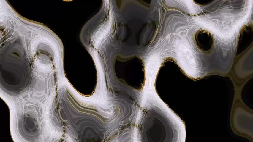 Metallic oil ripple pattern in gold and platinum hues flows over black—luxury abstract visual for premium events and digital art.