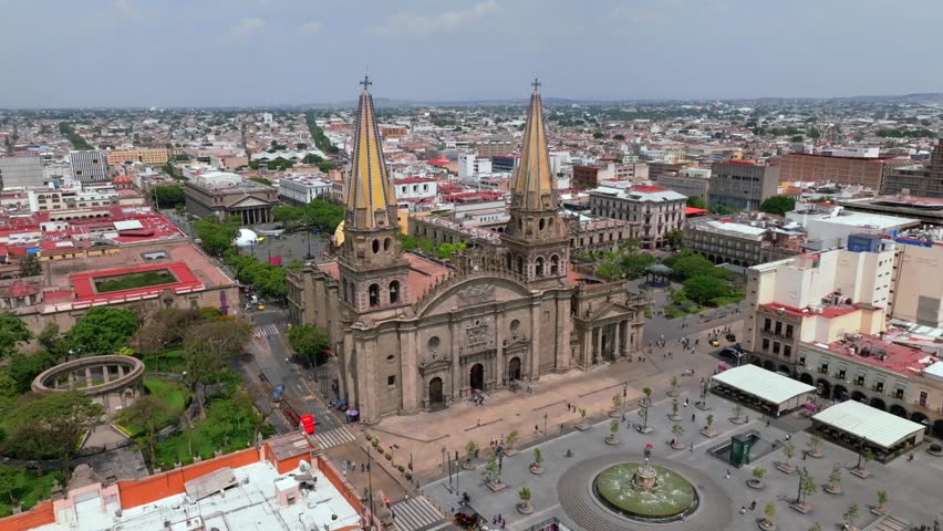 Guadalajara Mexican cathedral in Jalisco. Aerial