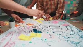 A vibrant scene of a diverse team engaging in a creative brainstorming session, using sticky notes and markers on a mind map to visualize ideas and strategies. SACTR - Powered by Shutterstock - Get 15% off with code: PIKWIZARD15