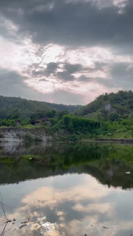 Beautiful lake when silhouetted by light in the afternoon