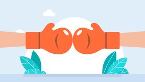 Constant blows from boxing gloves. Sport and Game competition. Two red boxing gloves. Boxing with Red gloves. Rivalry, and strategic battles. Competitive strategy, power struggles. 2d flat animation - Powered by Shutterstock - Get 15% off with code: PIKWIZARD15