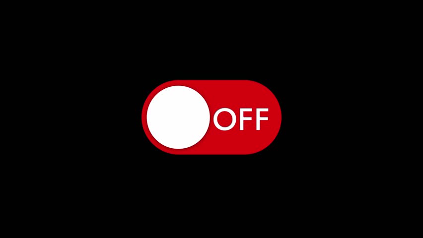 4K animation of on off switch control against black background