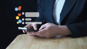  Businesswoman use smartphones to socialize, network, and connect with people online, reflecting digital communication and modern mobile interaction.online interaction, social media, messaging apps. - Powered by Shutterstock - Get 15% off with code: PIKWIZARD15