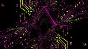 Pink and Green Neon Chip Rhomboid Tunnel Background VJ Loop in 4K - Powered by Shutterstock - Get 15% off with code: PIKWIZARD15
