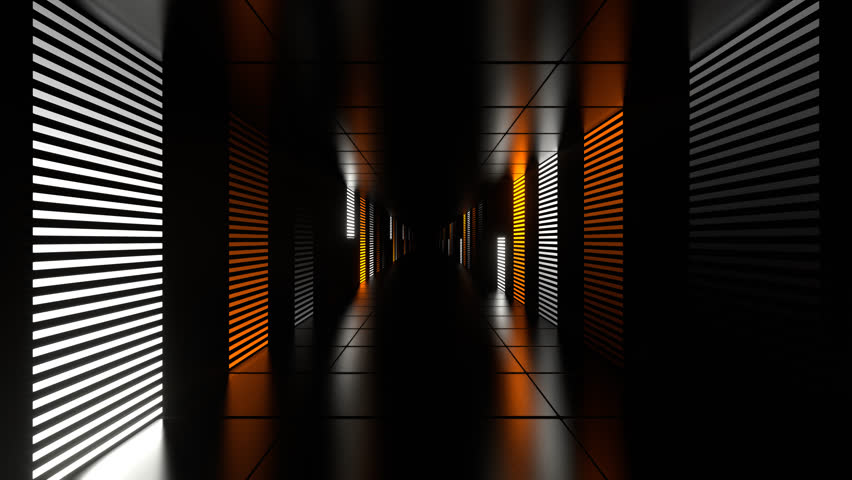 Orange and White Neon Light Futuristic Dark Tunnel Background VJ Loop in 4K