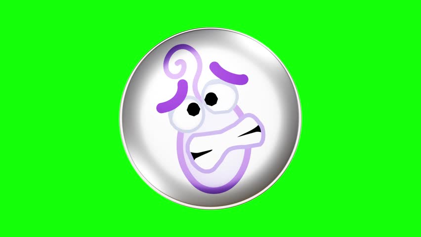 Inside Out Party Emoji icon. Looping animate on green background. Footage. Circle 