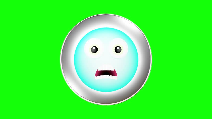 Shocked Expression Emoji icon. Looping animate on green background. Footage. Circle 