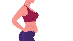 Animated illustration of a woman’s body transformation, showing belly fat reduction to a slimmer waist. Concept of weight loss, fitness progress, healthy lifestyle. 4K, alpha channel. - Powered by Shutterstock - Get 15% off with code: PIKWIZARD15