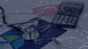 Closeup stethoscope and calculator on financial chart initiating overlay pulsing to show data links. Medical, finance, technology, analysis, data, healthcare, digital - Powered by Shutterstock - Get 15% off with code: PIKWIZARD15