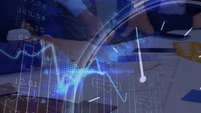 When clock rotating and graph emerging, team tapping tablet annotating data for business review. Business, collaboration, data, analytics, technology, innovation, corporate - Powered by Shutterstock - Get 15% off with code: PIKWIZARD15