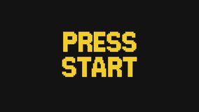 Retro pixel animation of a blinking "PRESS START" text on a black background. Classic arcade-style screen loop ideal for gaming intros, old-school video games. 4K. - Powered by Shutterstock - Get 15% off with code: PIKWIZARD15