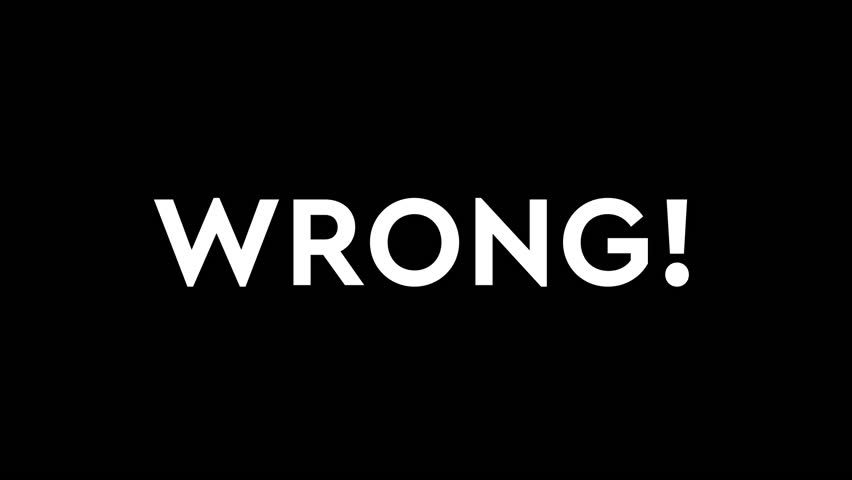 Glitch-style animation with the word “WRONG” distorting and flickering on a black background. Perfect for warning screens, error messages, or tech-themed video. 4K, alpha channel.