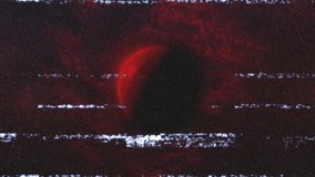 Glitch artifacts initiating static sweep across cosmic glowing red sphere, simulating glitch effect. Galaxy, abstract, digital, futuristic, sci-fi, vibrant, cosmic - Powered by Shutterstock - Get 15% off with code: PIKWIZARD15