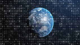Starting 3D globe rotating toward Australia with binary grid flickering in space showing data flow. Geography, technology, digital, data, innovation, futuristic, cosmos - Powered by Shutterstock - Get 15% off with code: PIKWIZARD15