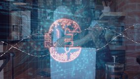 Senior couple sharing gesture at laptop in kitchen with finance forming euro symbol showing growth. Connection, intimacy, warmth, technology, digital, data, innovation - Powered by Shutterstock - Get 15% off with code: PIKWIZARD15