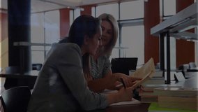 Mentor pointing textbook line and initiating clear grid overlay while mentee writing education notes. Collaboration, education, learning, mentorship, literacy, knowledge, teamwork - Powered by Shutterstock - Get 15% off with code: PIKWIZARD15