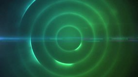 Green glow forming circles expanding pulsing shifting colors, blue flare sweeping frame. Abstract, futuristic, dynamic, energy, illumination, vibrant, digital - Powered by Shutterstock - Get 15% off with code: PIKWIZARD15