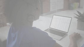 Woman using mouse causing animated tech network nodes expanding across desk visualizing connections. Technology, connectivity, digital, innovation, workspace, modern, networking - Powered by Shutterstock - Get 15% off with code: PIKWIZARD15