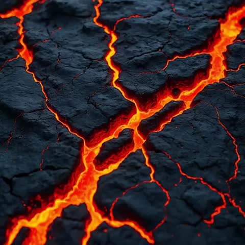 Cracked Lava Surface Animation – Glowing Molten Rock Texture Loop