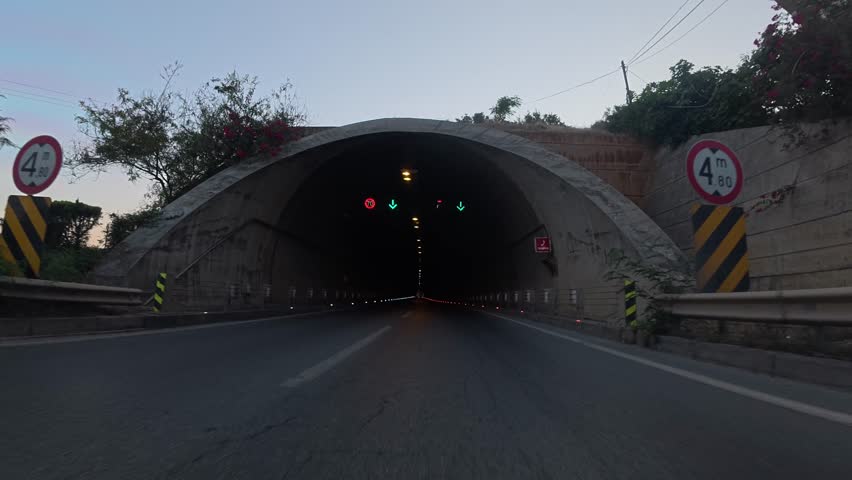 Lighting of road tunnels. High quality FullHD footage