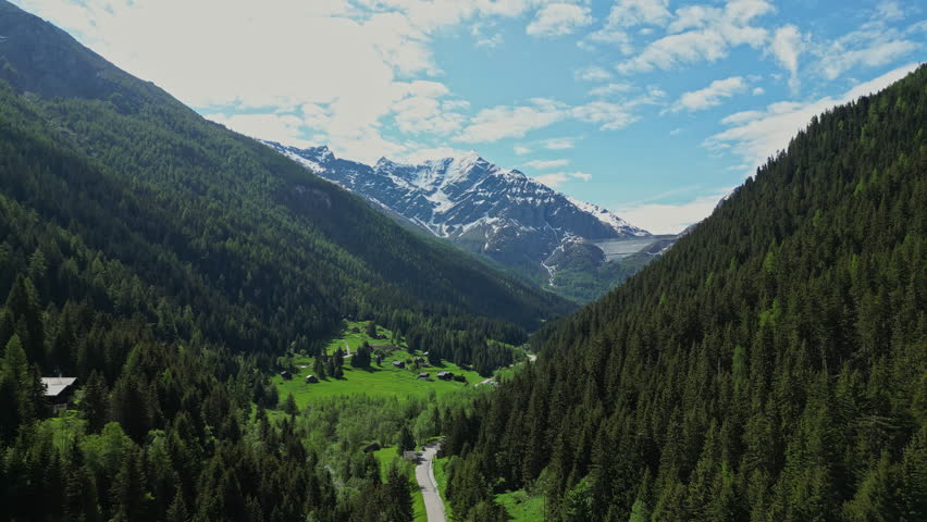 Beautiful Alpine Mountains In Switzerland, Aerial 4k