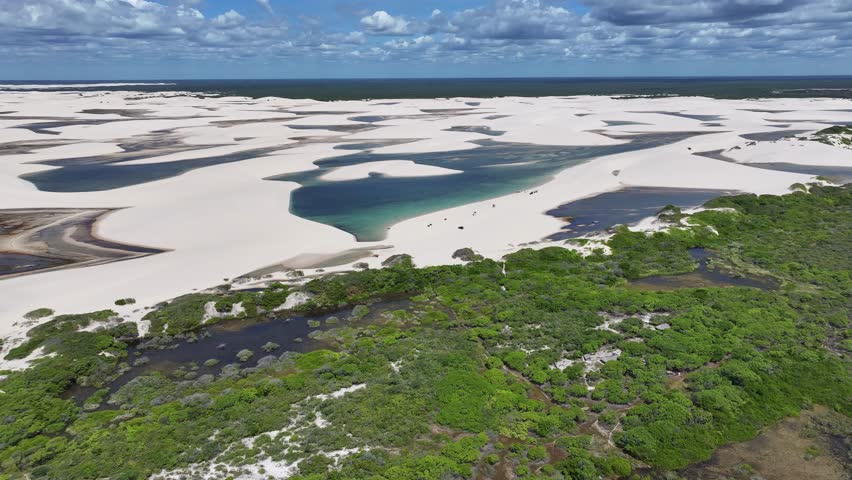 Isolated Canoe At Santo Amaro In Maranhao Brazil. Nature Landscape. Beautiful Rainforest. Isolated Canoe In Maranhao. Mangrove Scenery. Colored River. Native Village. Brazil Northeast.