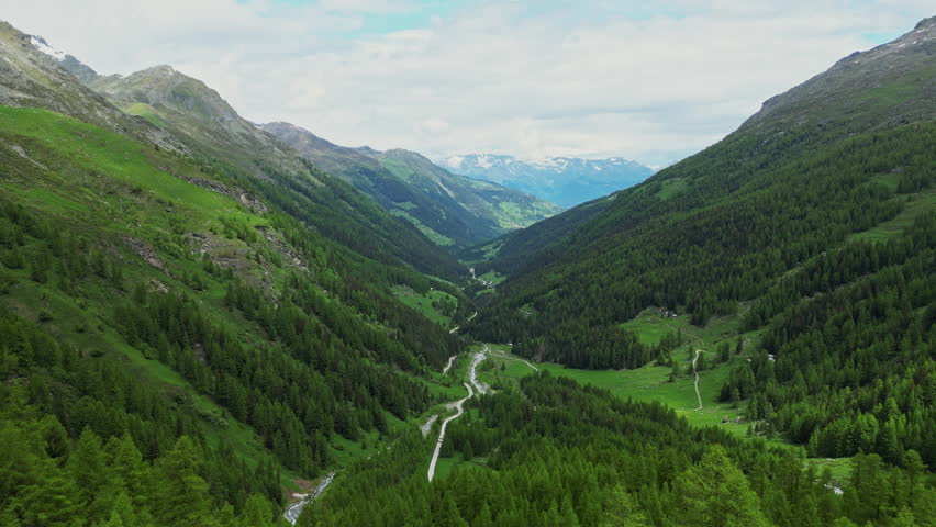 Switzerland Alps, Aerial View Of Highest Mountains In Europe