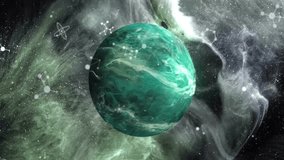 On start icons emerging around planet orbiting as nebula swirling intensifies showing cosmic motion. Astronomical, celestial, futuristic, space exploration, abstract, innovation, digital - Powered by Shutterstock - Get 15% off with code: PIKWIZARD15