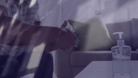 Senior man rubbing hands after applying sanitizer, driving health data overlays syncing with motion. Health, hygiene, technology, wellness, safety, cleanliness, modern - Powered by Shutterstock - Get 15% off with code: PIKWIZARD15