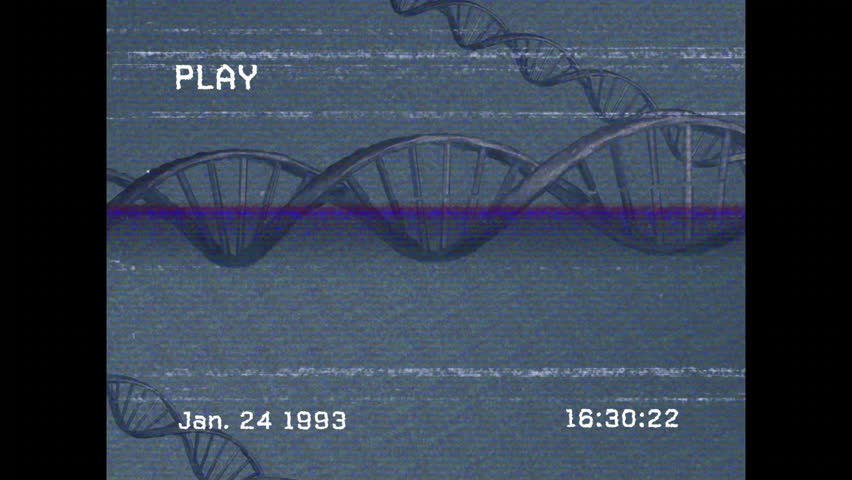 PLAY icon showing 24Jan1993 16:30:22 starting DNA helix drifting timestamp glitching for VHS effect. Retro, analog, glitch, cosmic, scientific, textured, futuristic - Powered by Shutterstock - Get 15% off with code: PIKWIZARD15