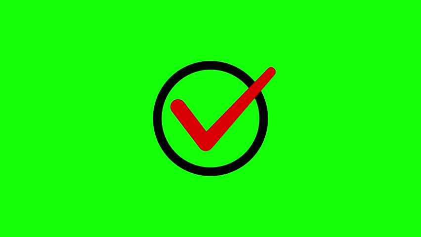 Red Check Mark with Circle Animation on Green Screen