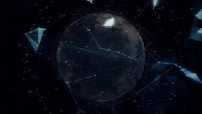 After globe brightening data globe floating shapes emerging connecting continents above rising hand. Technology, innovation, connectivity, futuristic, abstract, cyberspace, communication - Powered by Shutterstock - Get 15% off with code: PIKWIZARD15