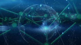 digital globe rotating, launching node lighting and lines connecting for visualizing data exchange. Technology, connectivity, data visualization, cyberspace, futuristic, digital network, innovation - Powered by Shutterstock - Get 15% off with code: PIKWIZARD15