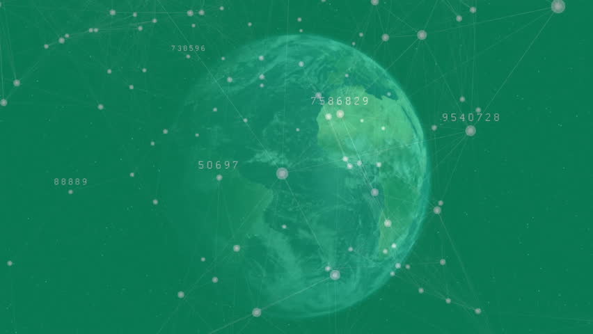Opening digital globe in green cyberspace, rotating eastward, updating data labels, mapping data. Global network, data visualization, futuristic, technology, cyberspace, connectivity, digital - Powered by Shutterstock - Get 15% off with code: PIKWIZARD15