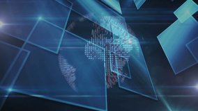 Sequence starting with digital globe forming and rotating as panels sliding revealing global data. Futuristic, technology, animation, data visualization, innovation, abstract, digital - Powered by Shutterstock - Get 15% off with code: PIKWIZARD15
