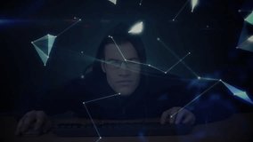 Man typing on keyboard summoning tech network nodes converging into spinning holographic globe. Futuristic, technology, innovation, digital, virtual, network, data - Powered by Shutterstock - Get 15% off with code: PIKWIZARD15