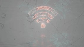 Dimmed Wi-Fi symbol lighting up and drawing pulsing data lines while showing digital connection. Technology, connectivity, innovation, digital, network, data, cyberspace - Powered by Shutterstock - Get 15% off with code: PIKWIZARD15