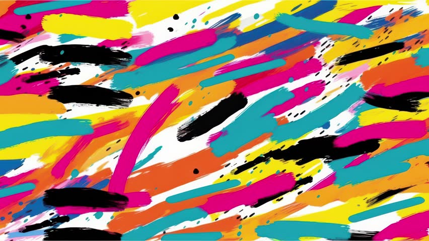 Cartoon loop with expressive colorful ink lines and strokes with funky motion. Designed for bold, modern motion graphics and visual art sets.
