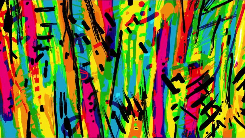 Stylized animated loop with vibrant brush strokes and a fun cartoon-inspired aesthetic. Suitable for motion design, social content, or creative projection visuals.