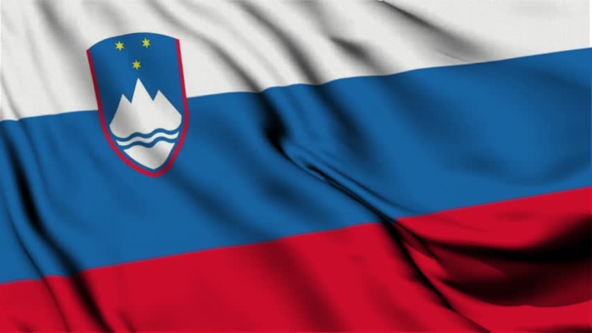 3D animation of the national flag of Slovenia waving in slow motion. Close-up view with realistic fabric texture in 4K resolution. Ideal for Independence Day, patriotic videos.