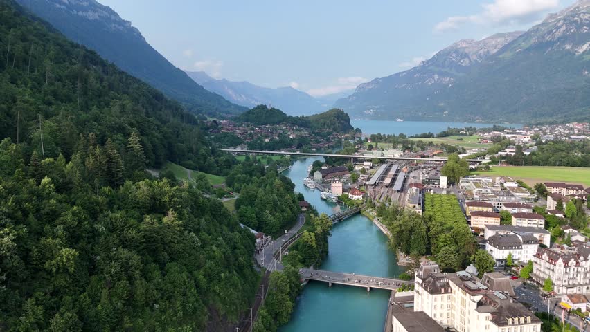 Interlaken Jungfrau region Switzerland drone,aerial