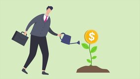 a businessman watering a coin seedling until it grows 2d animation 4k clip video footage - Powered by Shutterstock - Get 15% off with code: PIKWIZARD15