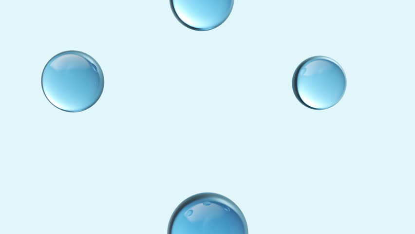 liquid oil bubble, Cosmetic blue collagen 3d animation.
