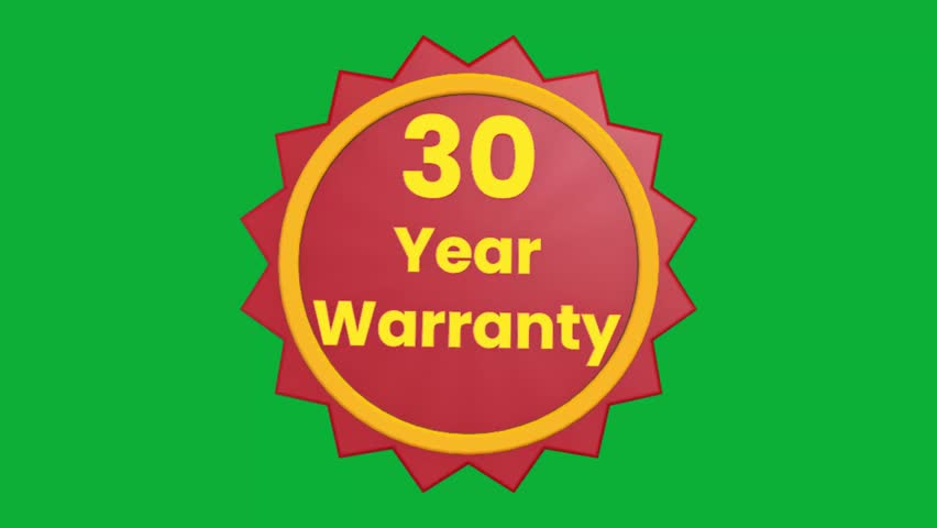 30 Year Warranty 3D Text Animation with Smooth Rotation on Green Screen Background