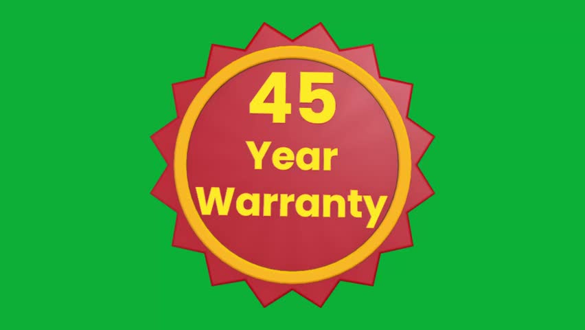 45 Year Warranty 3D Text Animation with Smooth Rotation on Green Screen Background
