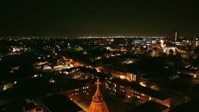 St Peter's Cathedral, North Adelaide, South Australia, 2 July 2025: 4K Aerial Night Footage Featuring Illuminated Spires, Historic Architecture, City Lights, and Surrounding Urban Streetscape in South - Powered by Shutterstock - Get 15% off with code: PIKWIZARD15