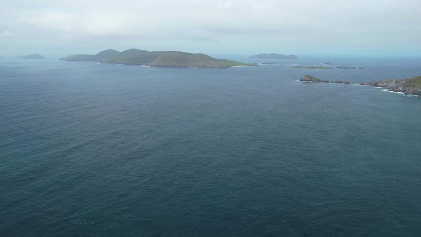 Drone panning Blasket Islands and Slea Head drive Kerry Wild Atlantic Way Ireland Epic Locations