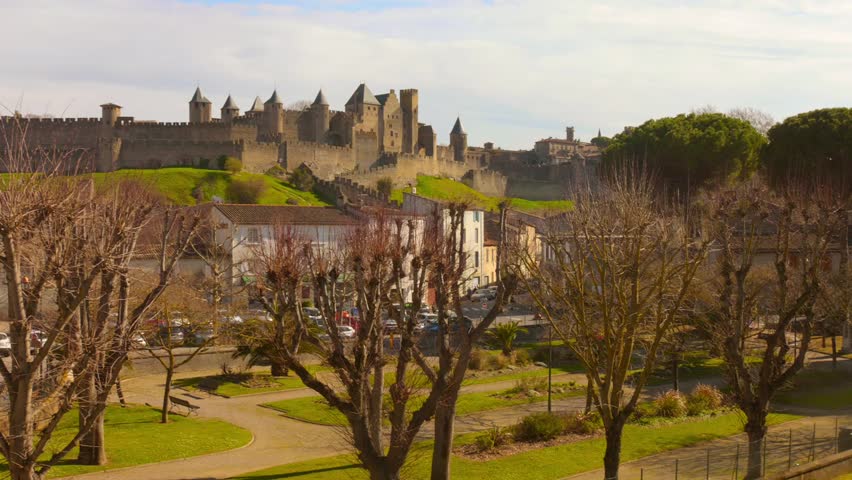 Famous Preserved Medieval Castle Of Cité de Carcassonne, Southern France