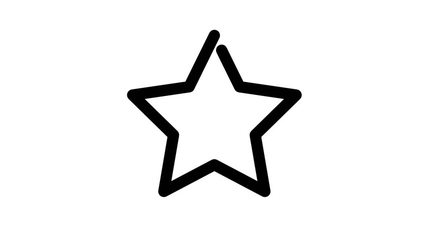 Animated black line drawing of a star. Simple graphic element ideal for logos, icons, and motion design projects. Use as an overlay or visual accent.